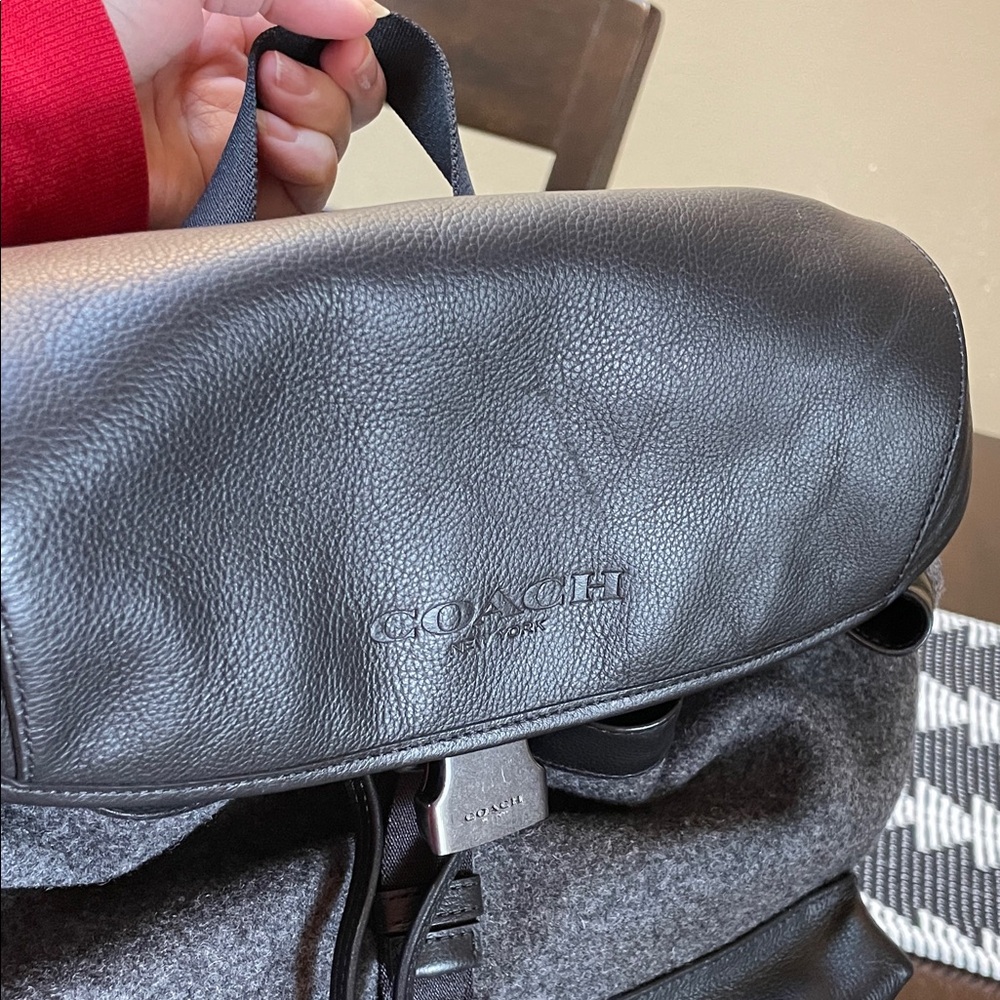 COACH EUC authentic large Black leather and gray wool Backpack/Rucksack - Picture 13 of 13